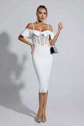 Alicia White Lace Bandage Midi Dress